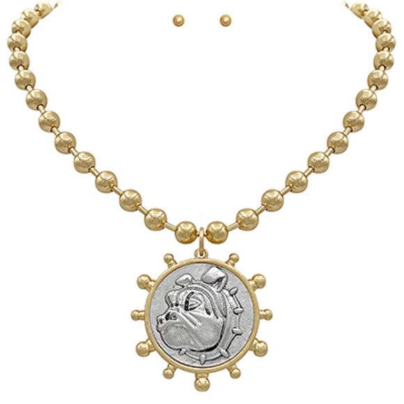 Bulldog Coin Necklace Set - Picture 2 of 2
